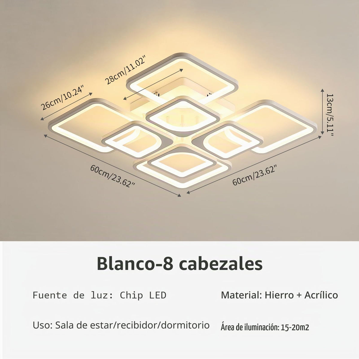 Riserva Plafon Techo LED Regulable 48W, Forma de Corazón, 3000K-6500K, Oro