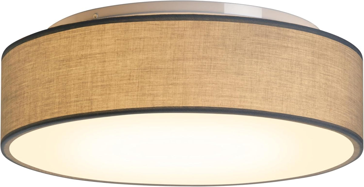 Plafón de Techo Redondo de Tela 38 cm, Pantalla Textil con 2 Casquillo E27 (40W máx.) Lámpara de Techo para Salón, Dormitorio, Pasillo o Habitación Infantil,Sin bombilla (Taupe, 38)
