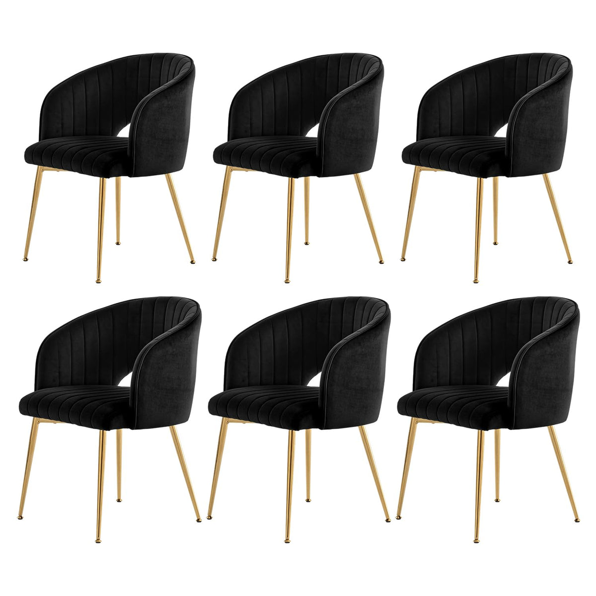 Juego de 6 sillas de comedor de terciopelo, sillas tapizadas con reposabrazos, patas doradas, sillas de cocina, para salón, dormitorio, oficina (6, blanco crema)