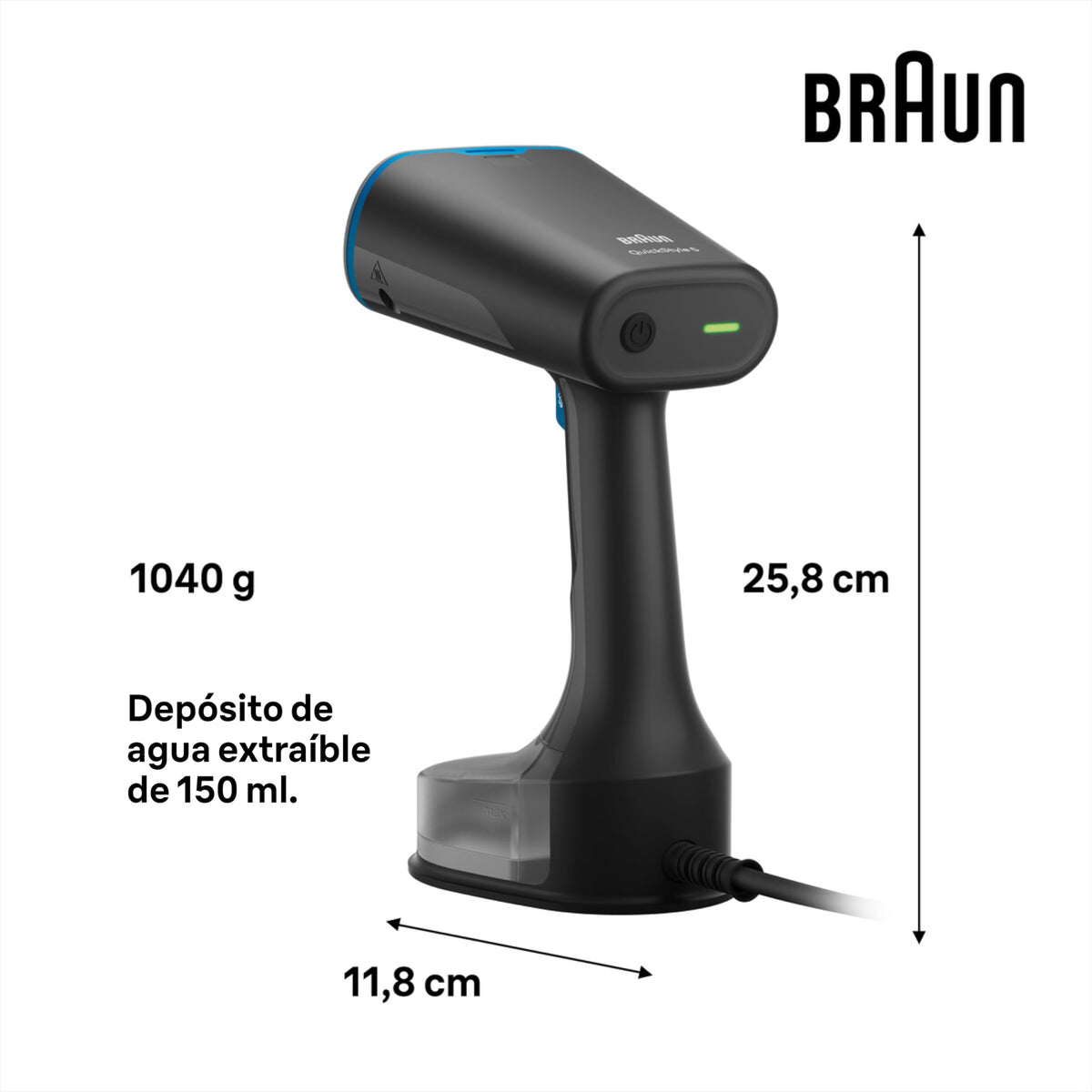 Braun QuickStyle 5 GS5011PU, Plancha Vertical con Doble Placa FreeGlide 3D, Steamer Vertical con Calentamiento Rápido, Vapor 22 g/min, Capacidad 150 ml, 1200W, Blanco/Violeta