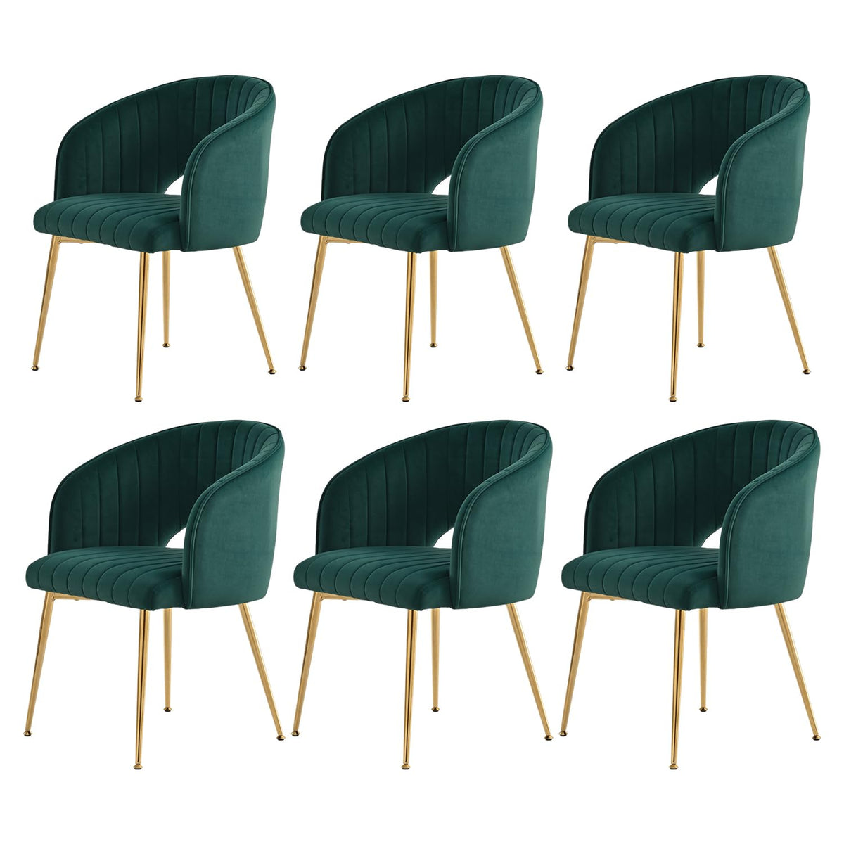 Juego de 6 sillas de comedor de terciopelo, sillas tapizadas con reposabrazos, patas doradas, sillas de cocina, para salón, dormitorio, oficina (6, blanco crema)