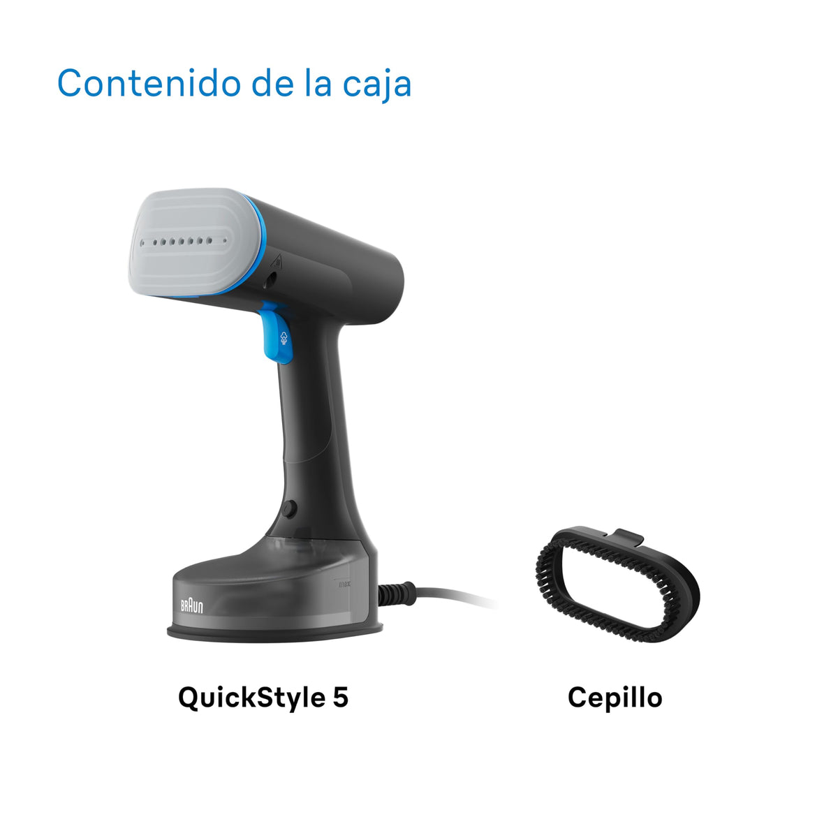 Braun QuickStyle 5 GS5011PU, Plancha Vertical con Doble Placa FreeGlide 3D, Steamer Vertical con Calentamiento Rápido, Vapor 22 g/min, Capacidad 150 ml, 1200W, Blanco/Violeta