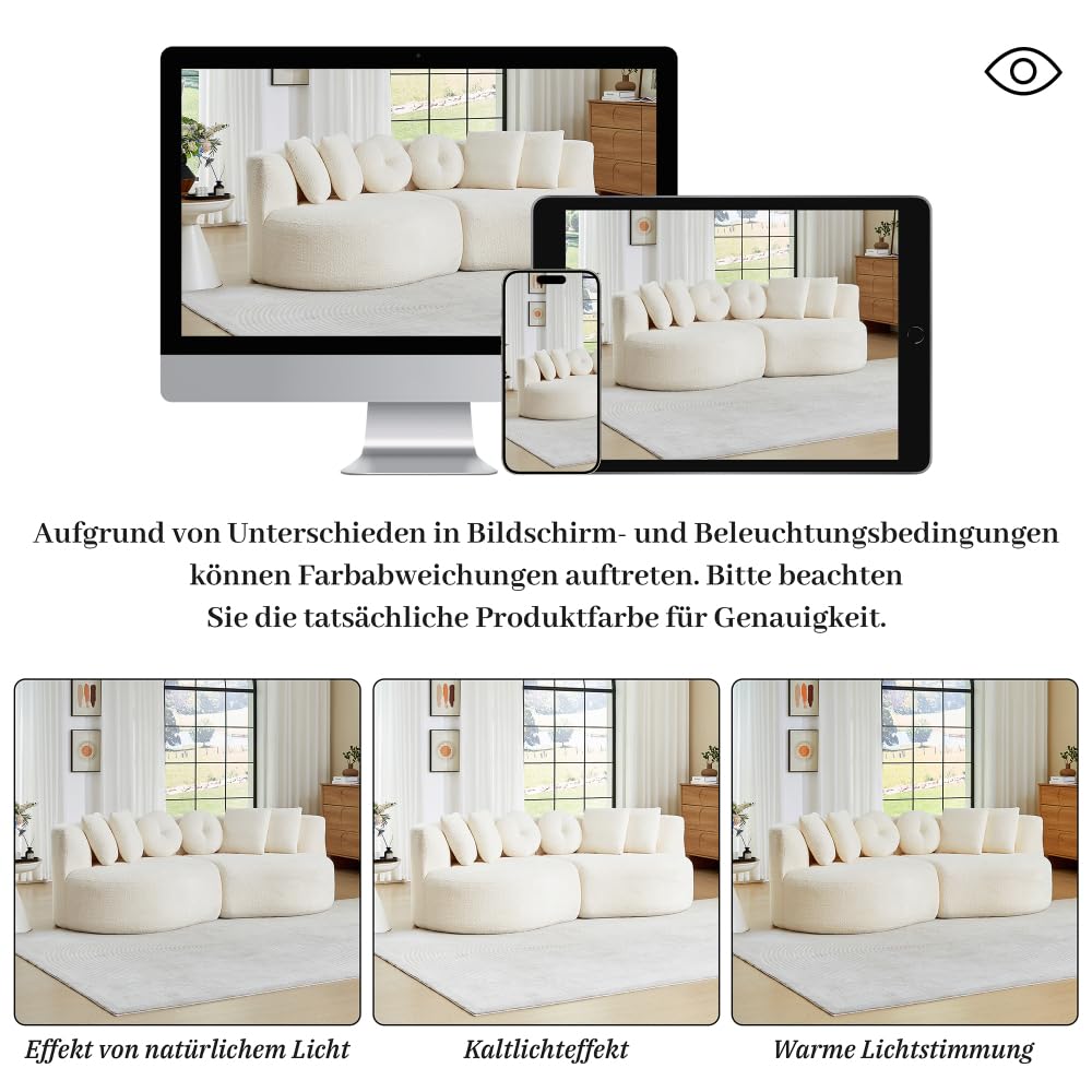 Bladez Sofá modular de 4 plazas chenilla sofá curvado en la nube gris