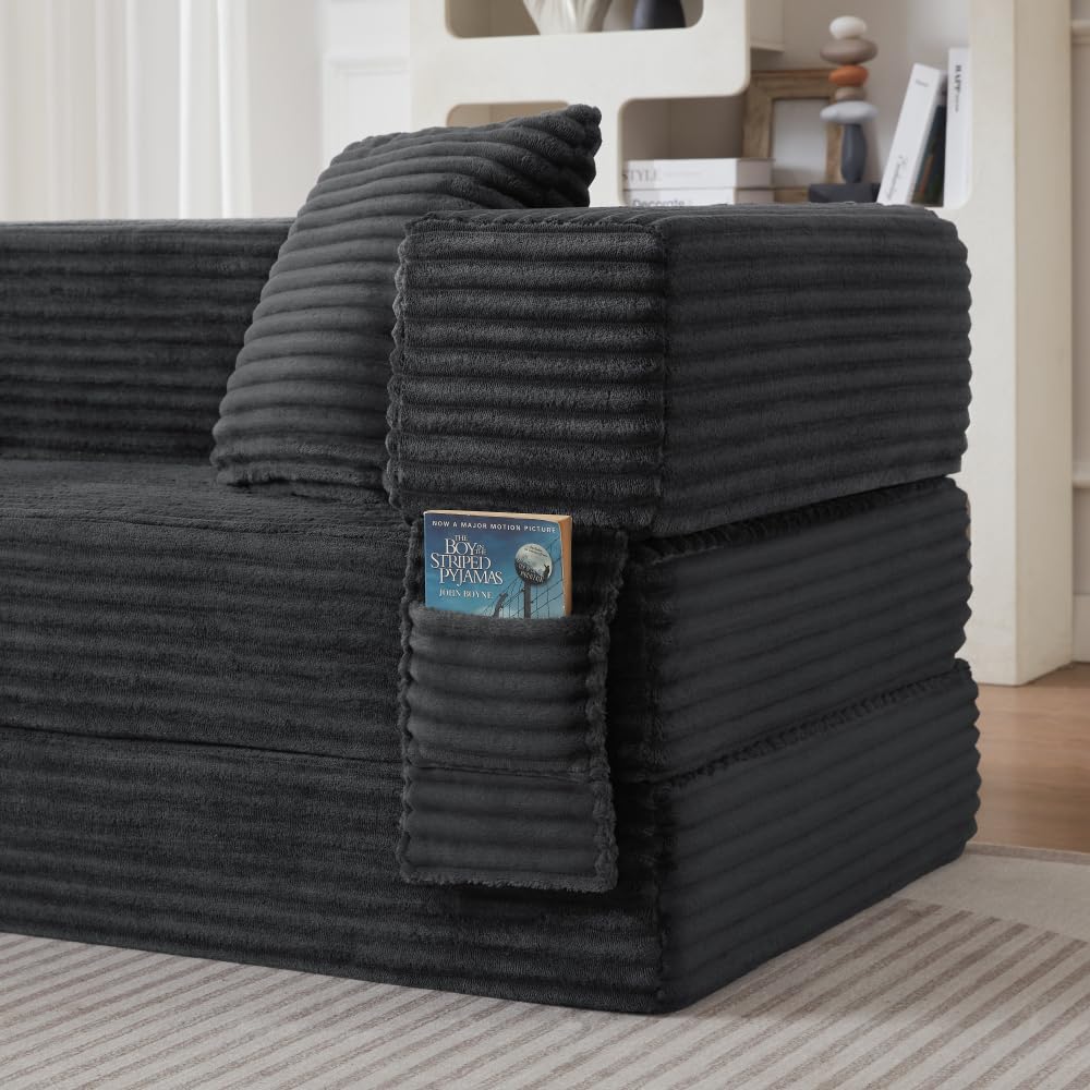 Sapgaks Sofá Convertible, Sofá Cama, Sofá 2 Plazas sin Marco, Sofá Plegable de Compresión, Diseño Cuadrado Clásico, No requiere Montaje (Verde-1)