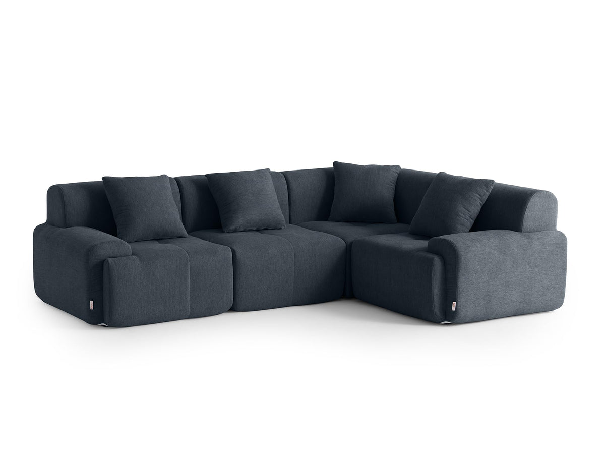 Sofá Modular 3 plazas con Chaise Longue, tapizado en Chenilla, Fundas de Cojines desenfundables (Gris Mineral, 3 plazas con Chaise Longue)