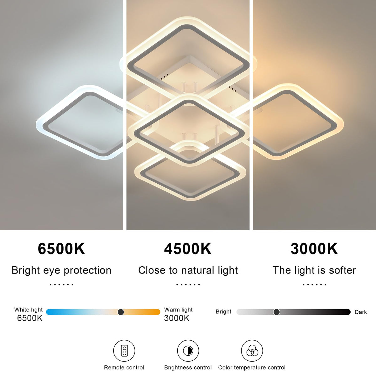 Riserva Plafon Techo LED Regulable 48W, Forma de Corazón, 3000K-6500K, Oro