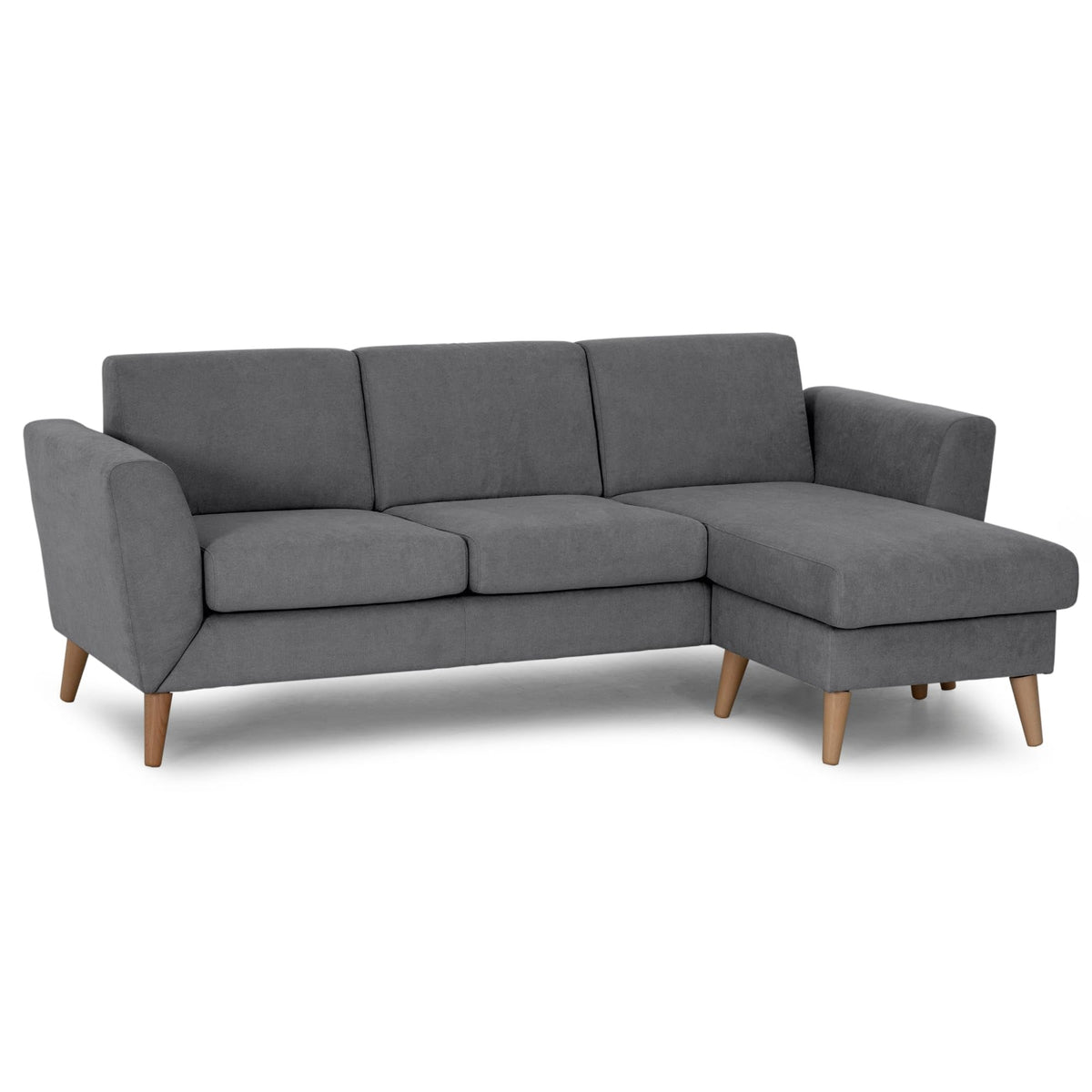 BUDWING Leah Sofá Cama Esquinero 3 Plazas - Chaise Longue Reversible y 2 Cojines Decorativos – Tapizado en Poliéster – Estilo Moderno – 233x124x69 cm – Gris Bicolor