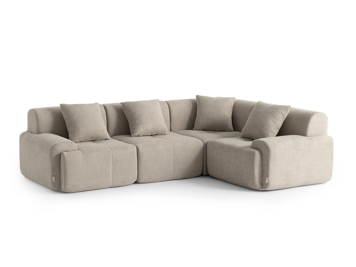 Sofá Modular 3 plazas con Chaise Longue, tapizado en Chenilla, Fundas de Cojines desenfundables (Gris Mineral, 3 plazas con Chaise Longue)