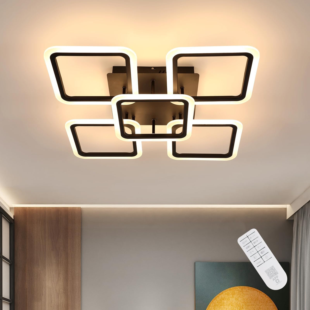 Riserva Plafon Techo LED Regulable 48W, Forma de Corazón, 3000K-6500K, Oro