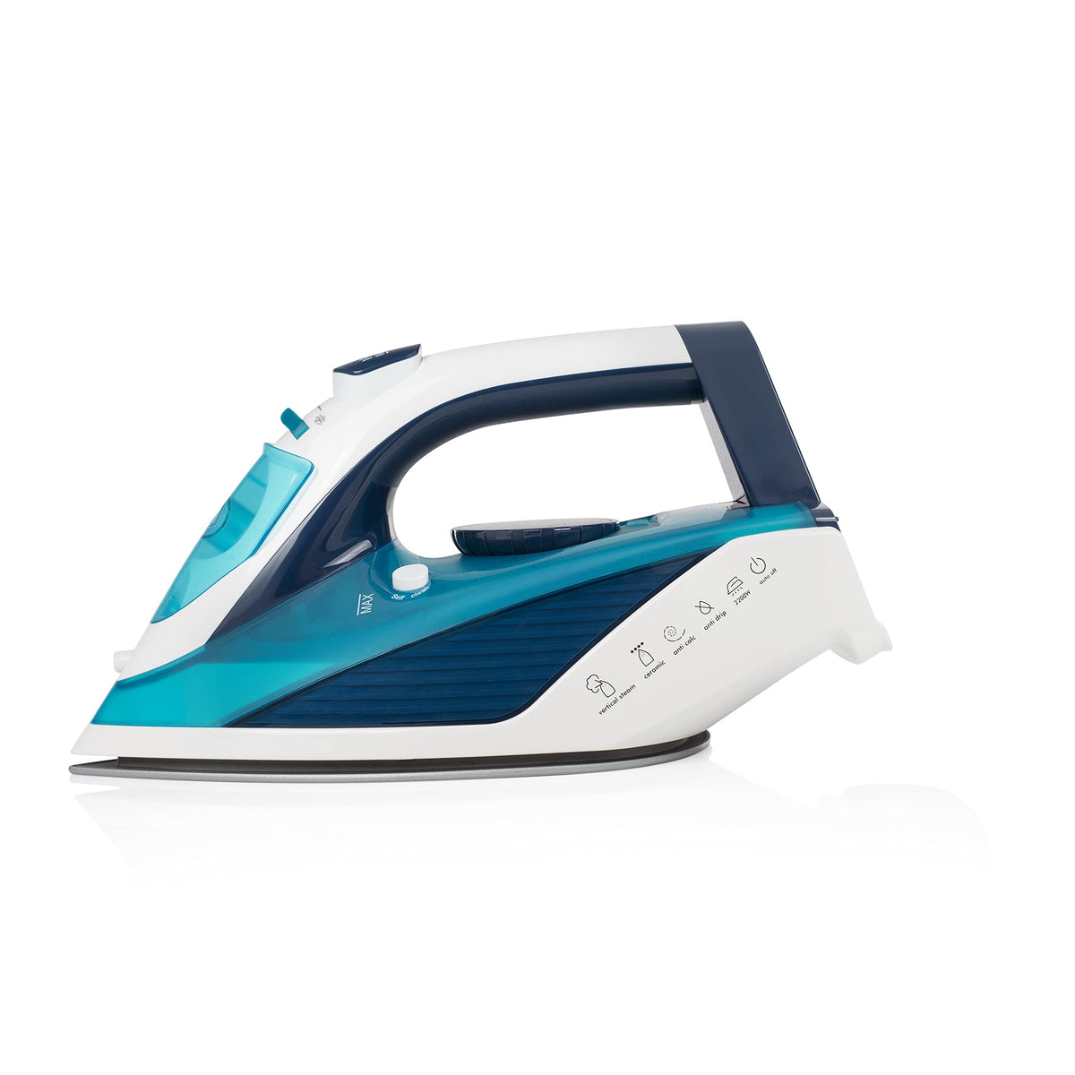 Tristar Plancha de Vapor, 2000 W, Suela de Cerámica, Ajustable, Vertical, Golpe hasta 70 g/min, Función de Autolimpieza, Depósito de Agua de 210 ml, Cable de 1,9 m, ST-8300, Azul