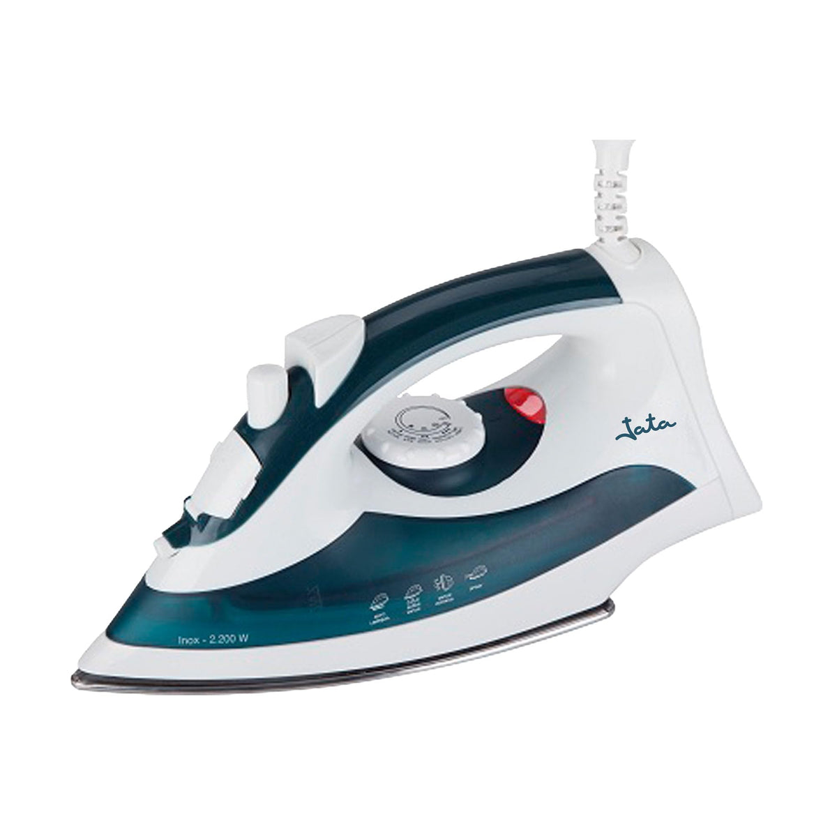 JATA PL225 - Plancha de Vapor Ropa 2200W con Golpe de Vapor 160 g, Vapor Vertical, Suela Acero Inoxidable, Sistema Antigoteo y Antical, Autolimpieza