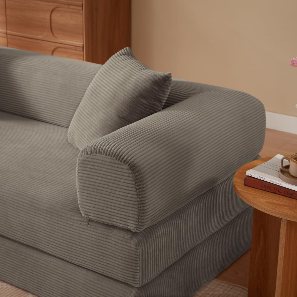 Sapgaks Sofá Convertible, Sofá Cama, Sofá 2 Plazas sin Marco, Sofá Plegable de Compresión, Diseño Cuadrado Clásico, No requiere Montaje (Verde-1)