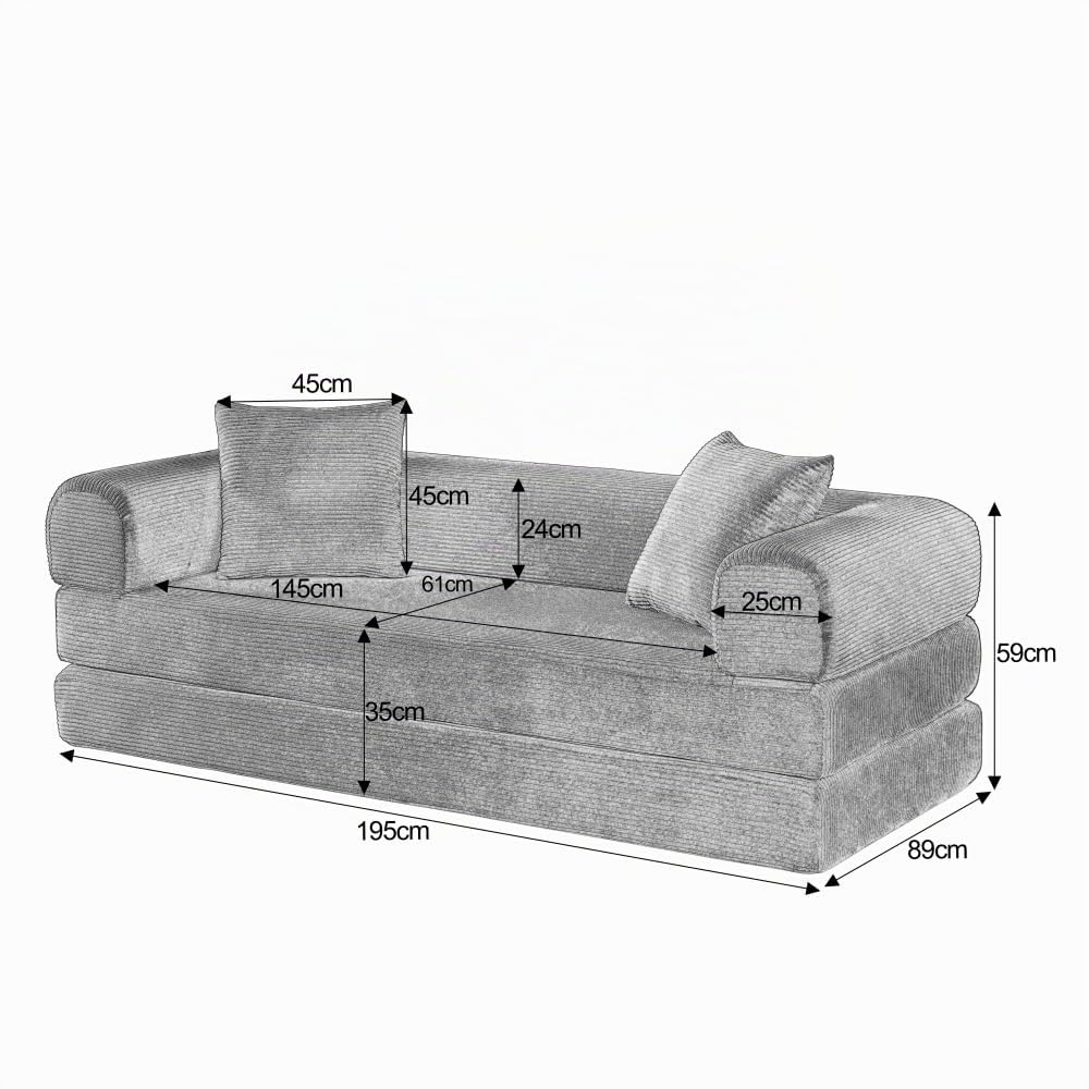 Sapgaks Sofá Convertible, Sofá Cama, Sofá 2 Plazas sin Marco, Sofá Plegable de Compresión, Diseño Cuadrado Clásico, No requiere Montaje (Verde-1)
