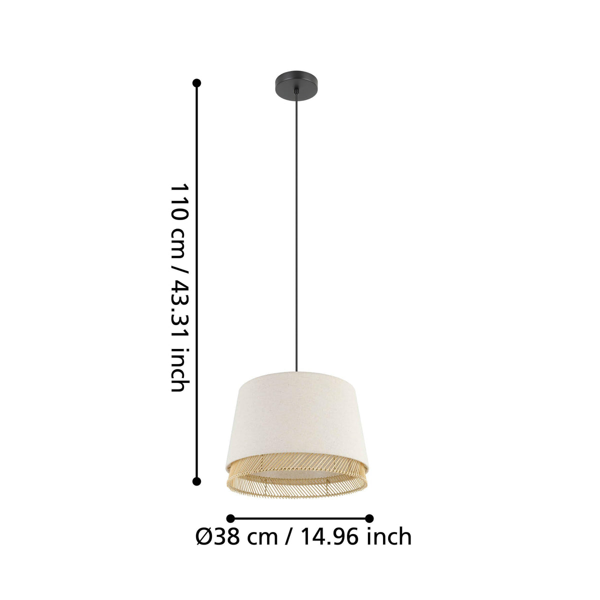 Eglo Tabley Lámpara de techo de estilo natural, adecuada para colocar
