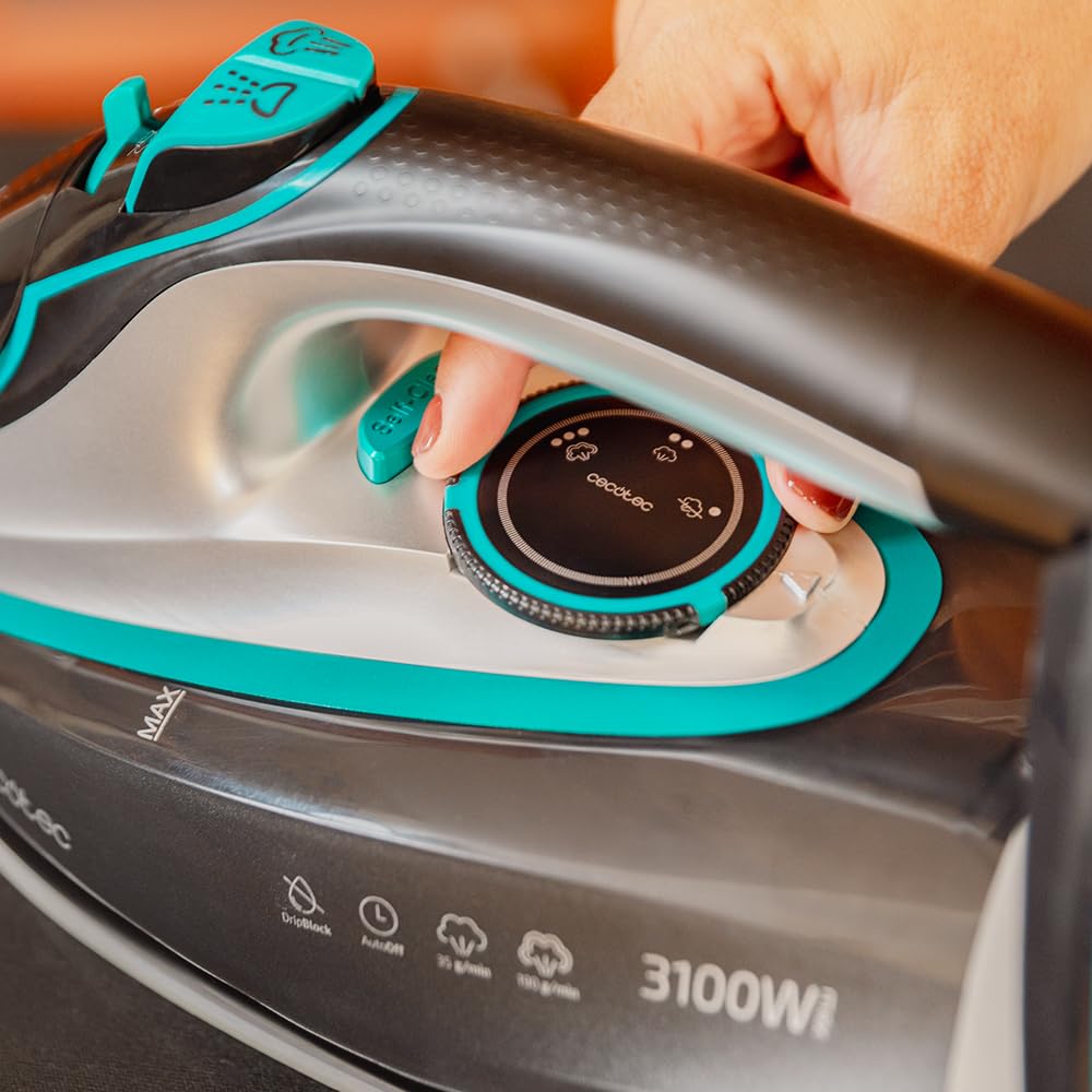 Cecotec Plancha de la Ropa Horizontal Vapor IronHero 3200 Vital. 3200W, Golpe de Vapor 270g/min, Vapor Continuo 70g/min, Suela Gran Resistencia con Deslizamiento Perfecto, Antigoteo