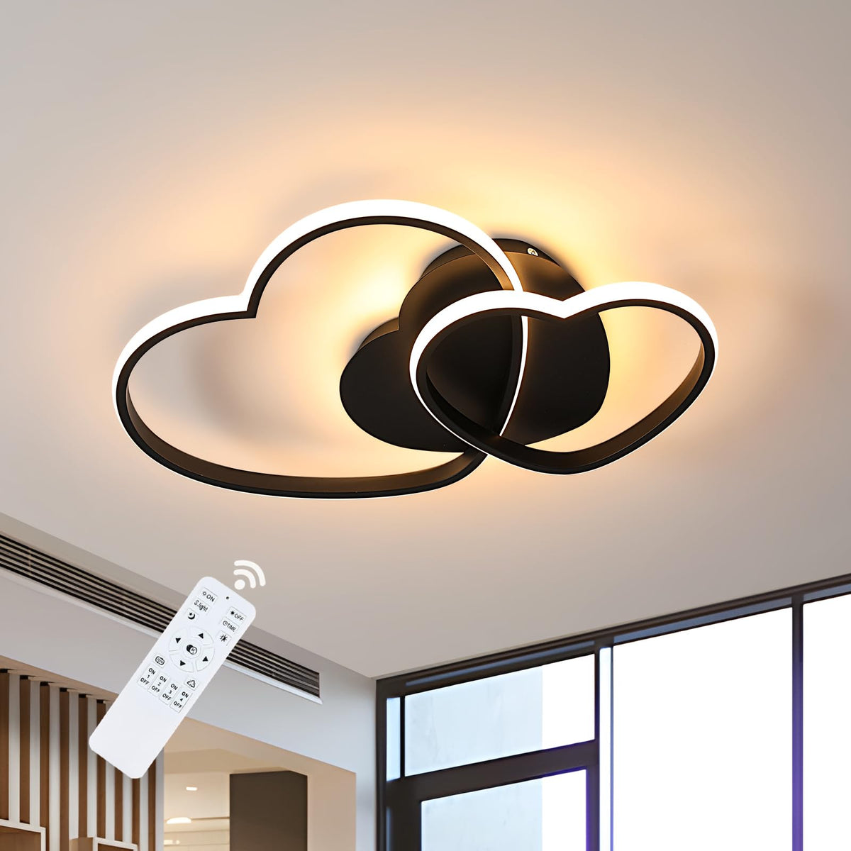 Riserva Plafon Techo LED Regulable 48W, Forma de Corazón, 3000K-6500K, Oro