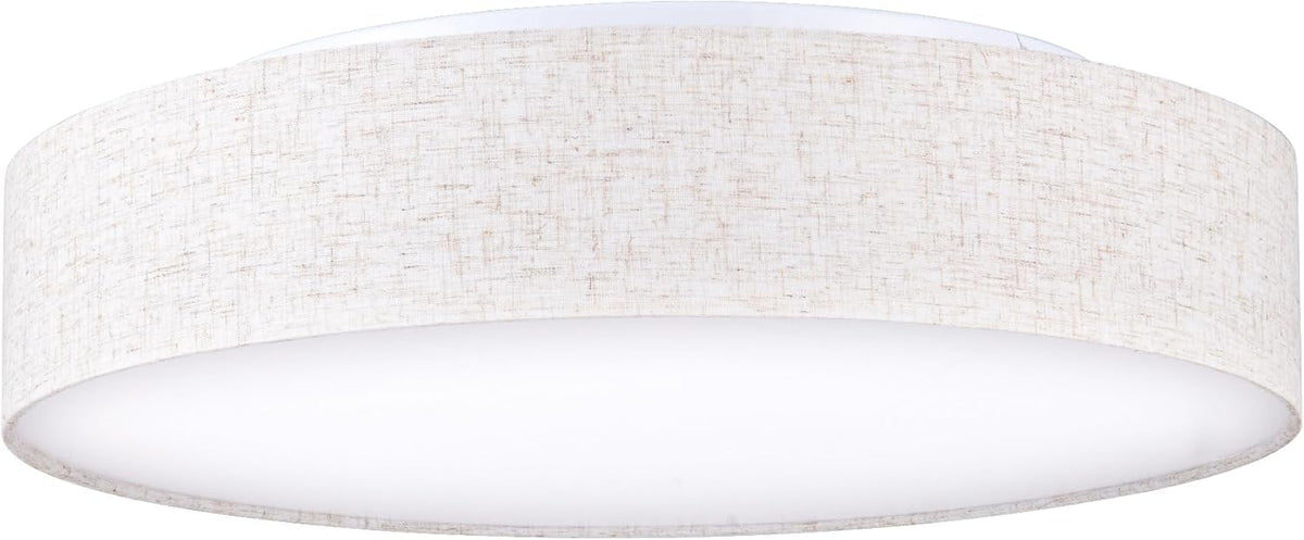 Plafón de Techo Redondo de Tela 38 cm, Pantalla Textil con 2 Casquillo E27 (40W máx.) Lámpara de Techo para Salón, Dormitorio, Pasillo o Habitación Infantil,Sin bombilla (Taupe, 38)