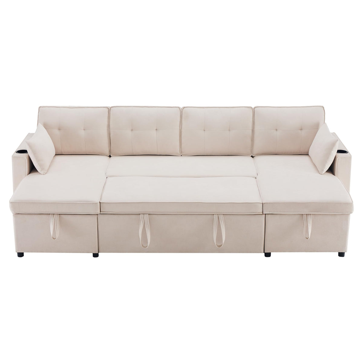 Sapgaks Sofá Seccional en U Moderno,Sofá 4 plazas,Mueble Acolchado de diseño Moderno,Tela de Chenilla (Beige)