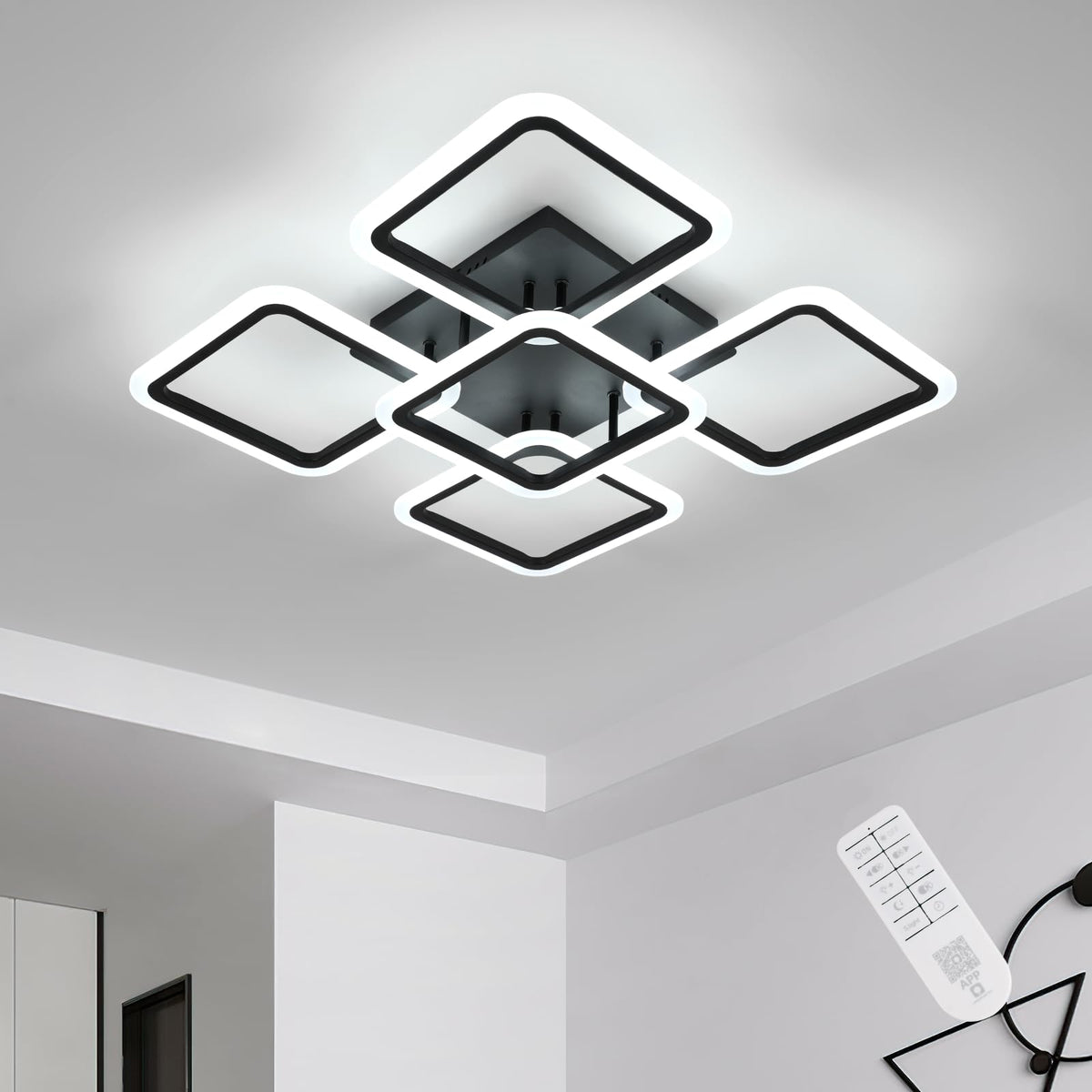 Riserva Plafon Techo LED Regulable 48W, Forma de Corazón, 3000K-6500K, Oro