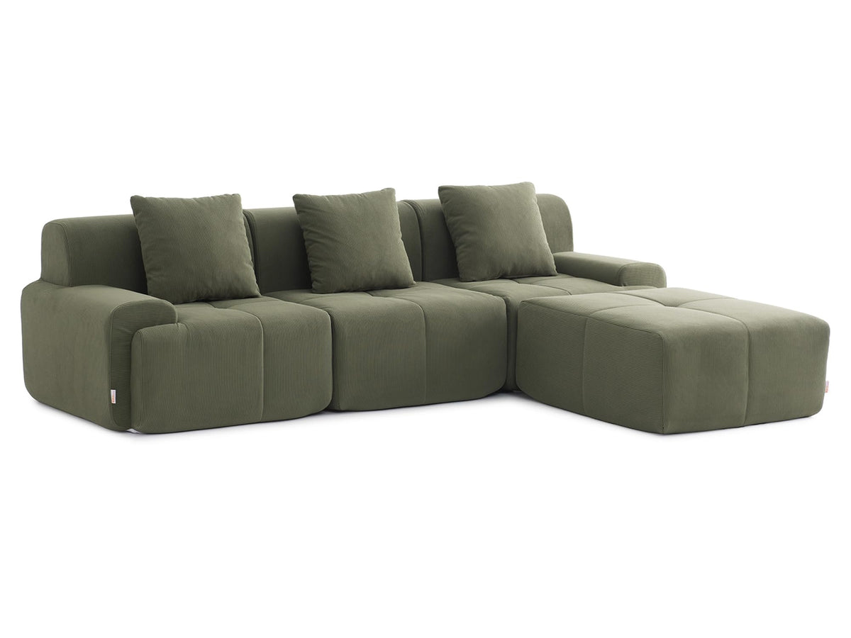 Sofá Modular 3 plazas con Chaise Longue, tapizado en Chenilla, Fundas de Cojines desenfundables (Gris Mineral, 3 plazas con Chaise Longue)