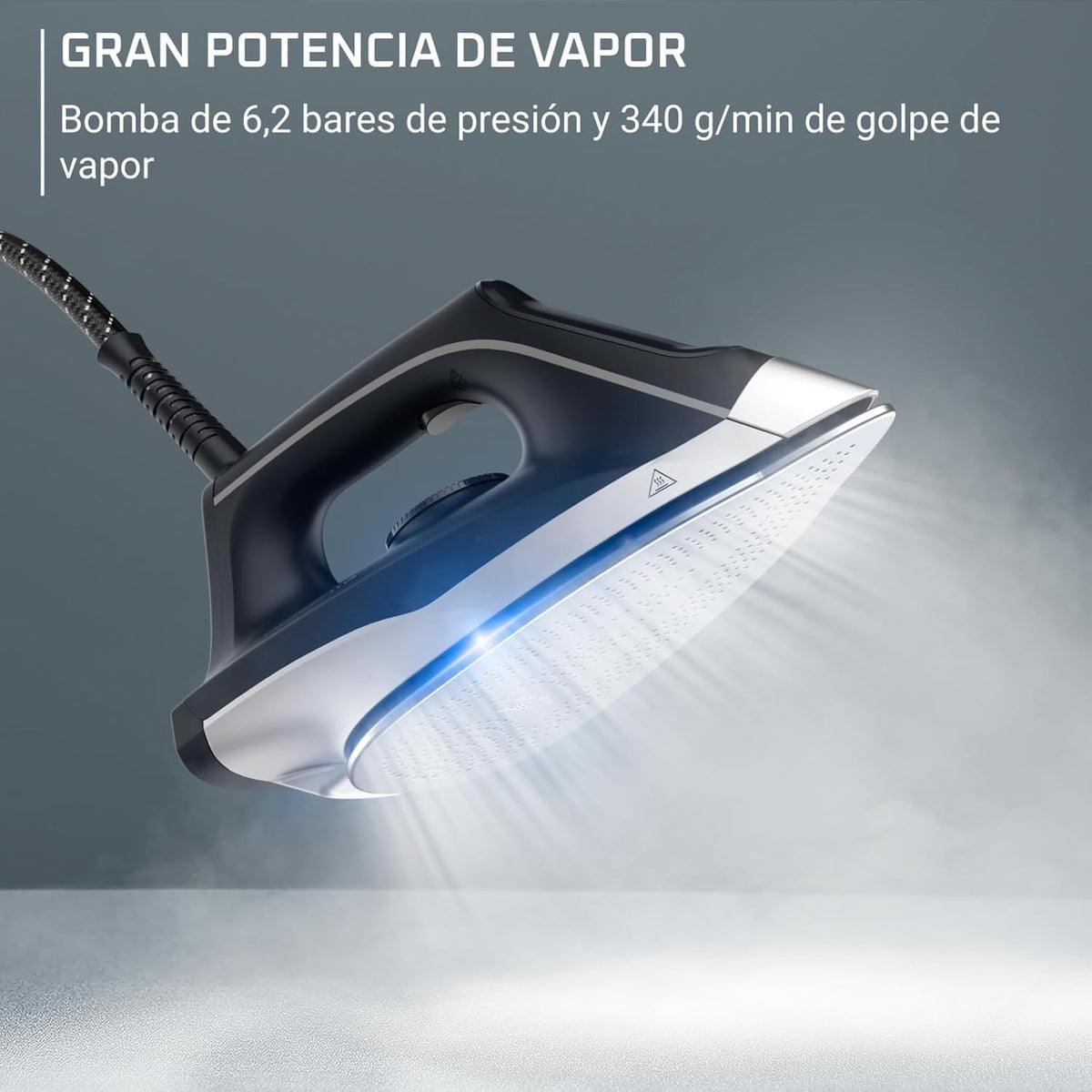 Rowenta Turbosteam, Centro de planchado, Golpe vapor 350g/min, Negro/Azul