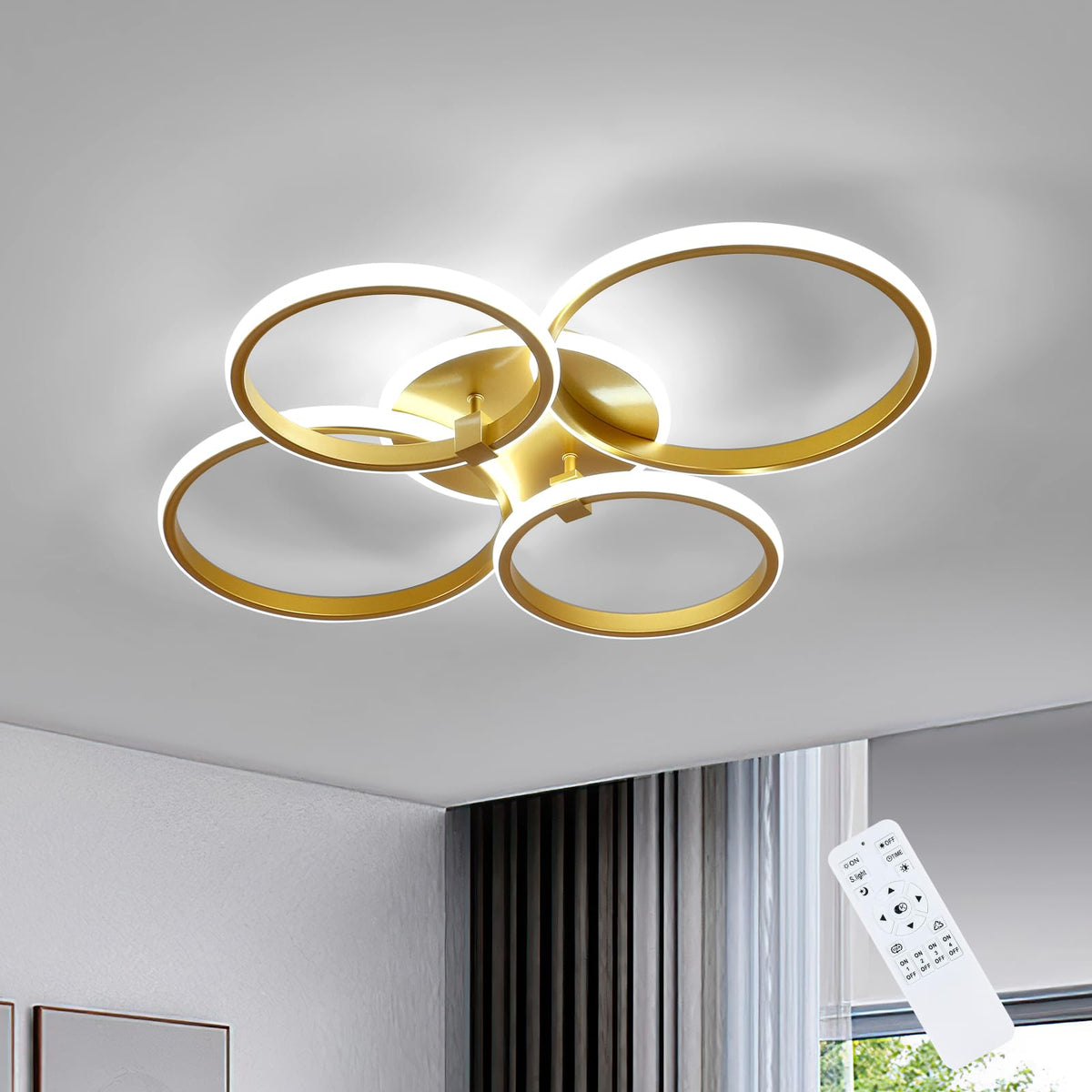 Riserva Plafon Techo LED Regulable 48W, Forma de Corazón, 3000K-6500K, Oro