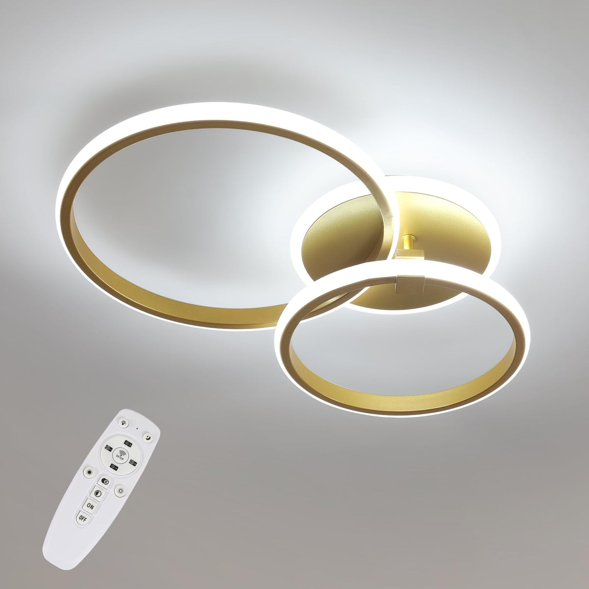 Riserva Plafon Techo LED Regulable 48W, Forma de Corazón, 3000K-6500K, Oro