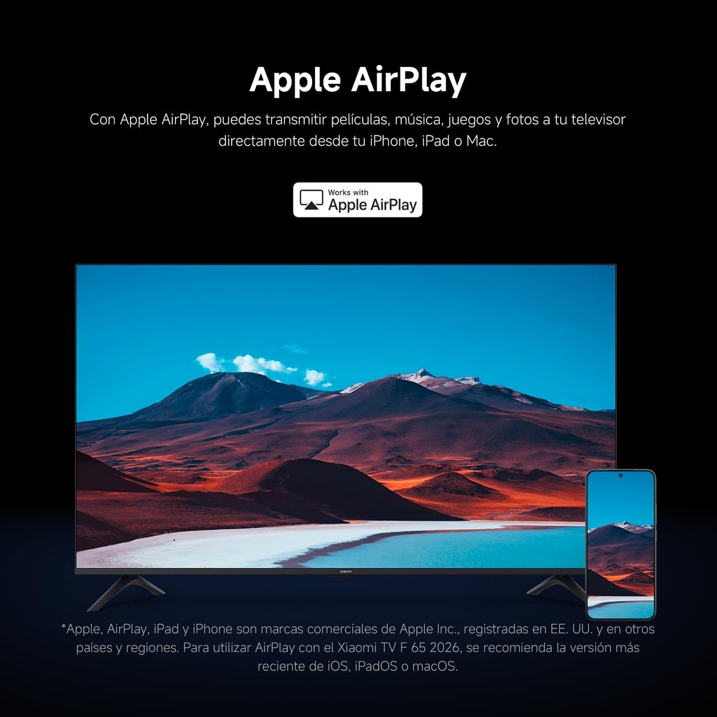 XIAOMI TV F 65, 65 Pulgadas (165 cm), 4K UHD, Smart TV, Fire OS8, Control por Voz Alexa, HDR10, MEMC, Modo Game Boost 120Hz, Compatible con Apple AirPlay