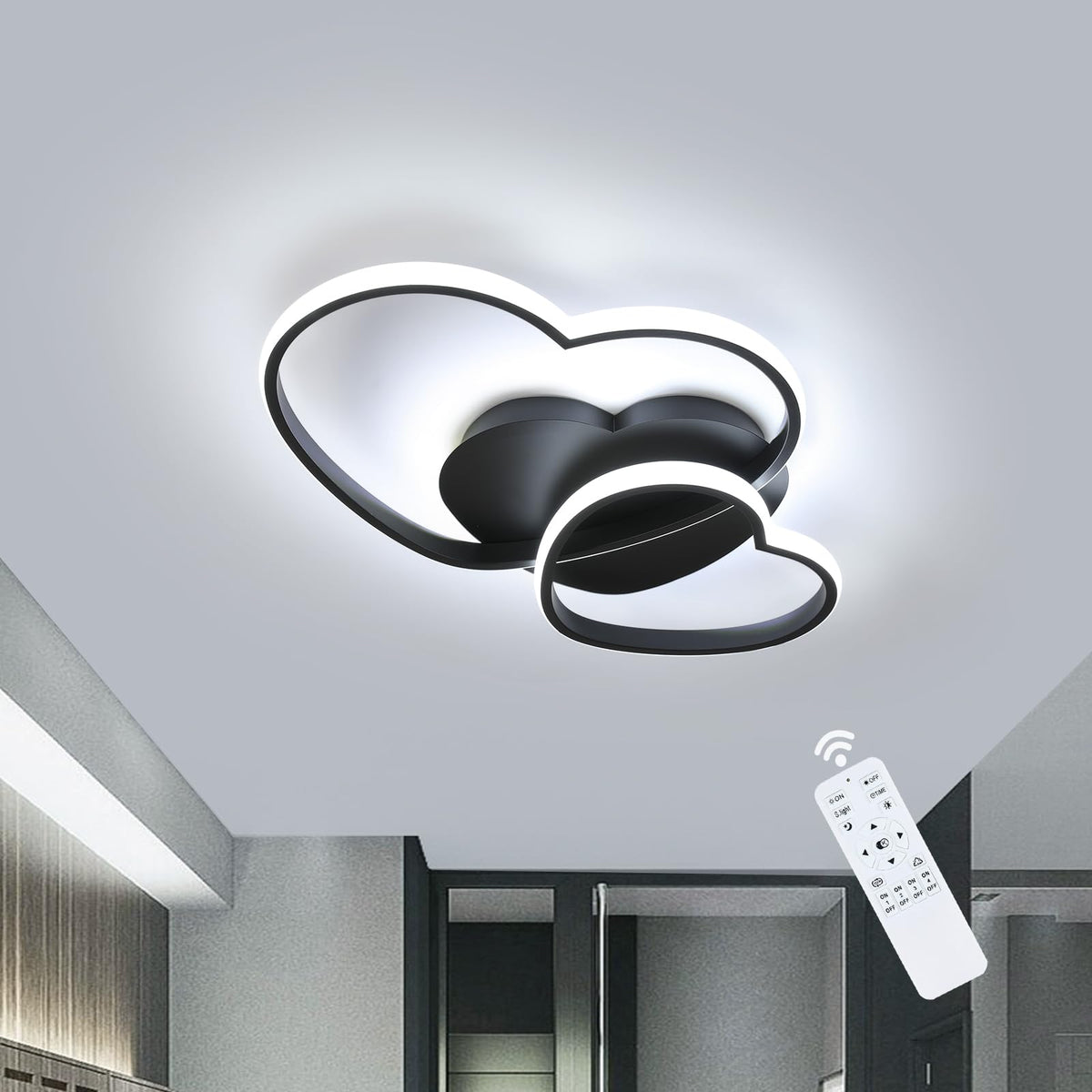 Riserva Plafon Techo LED Regulable 48W, Forma de Corazón, 3000K-6500K, Oro