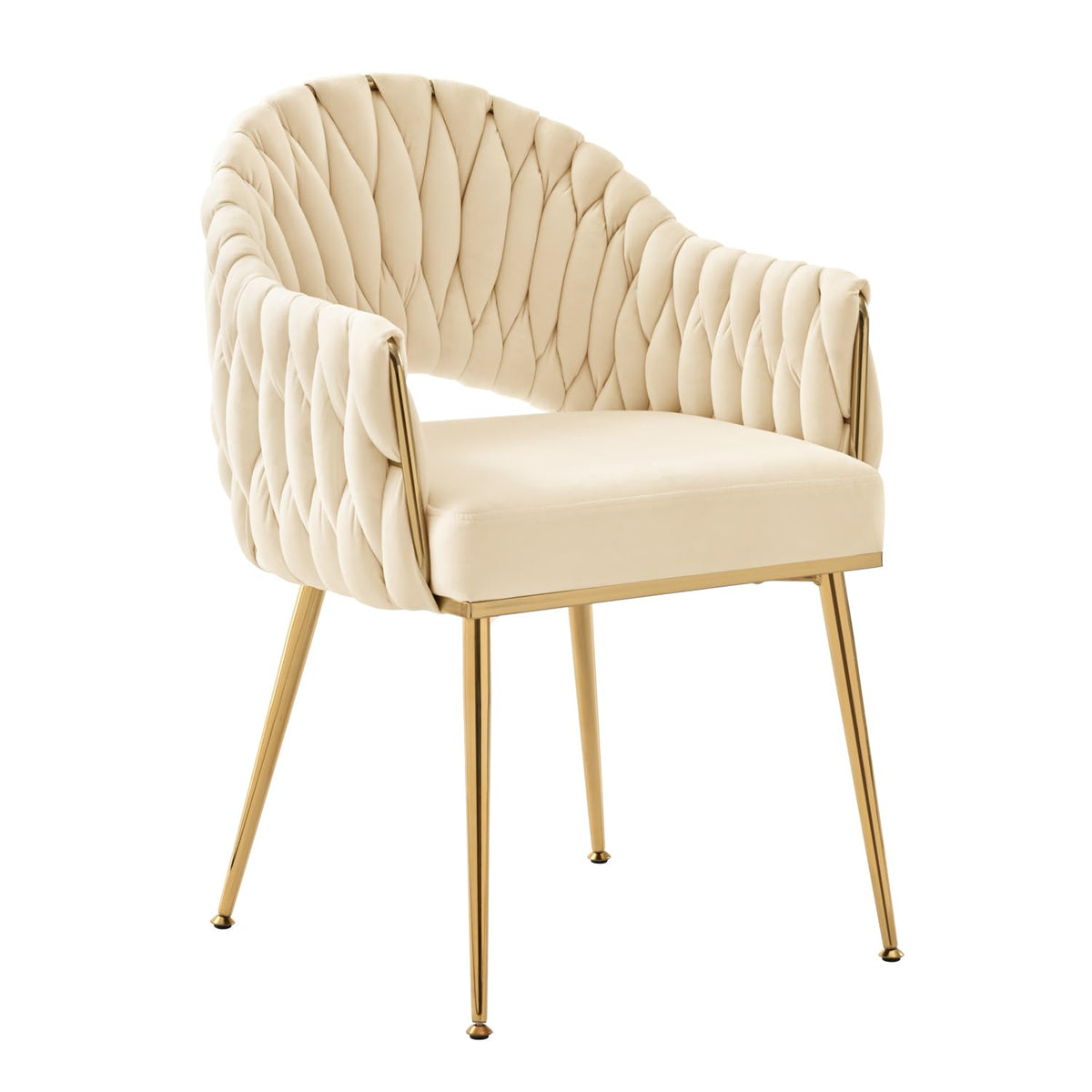 Juego de 4 sillas de comedor de terciopelo, sillones de salón, sillas de comedor con reposabrazos, sillas de cocina con respaldo alto trenzado a mano, silla de tocador con patas doradas