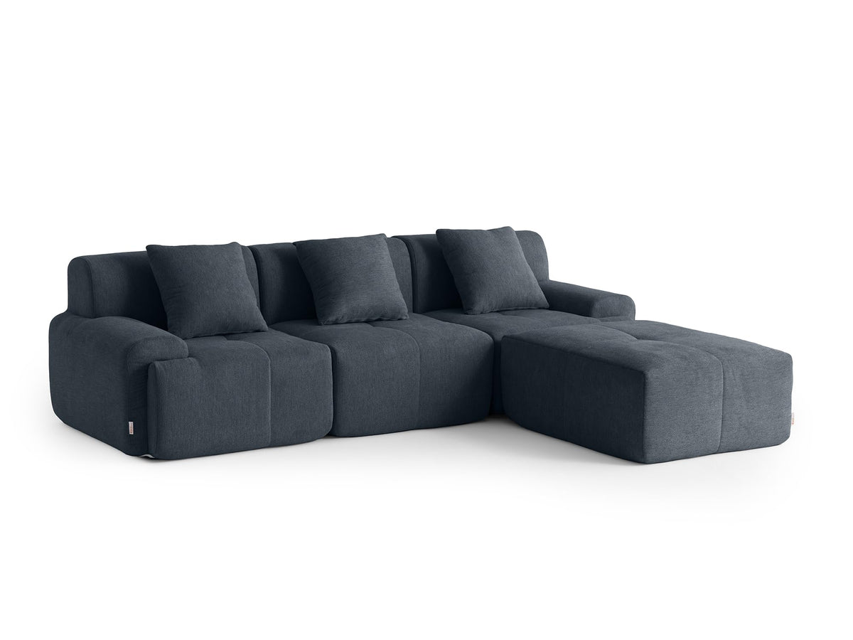Sofá Modular 3 plazas con Chaise Longue, tapizado en Chenilla, Fundas de Cojines desenfundables (Gris Mineral, 3 plazas con Chaise Longue)