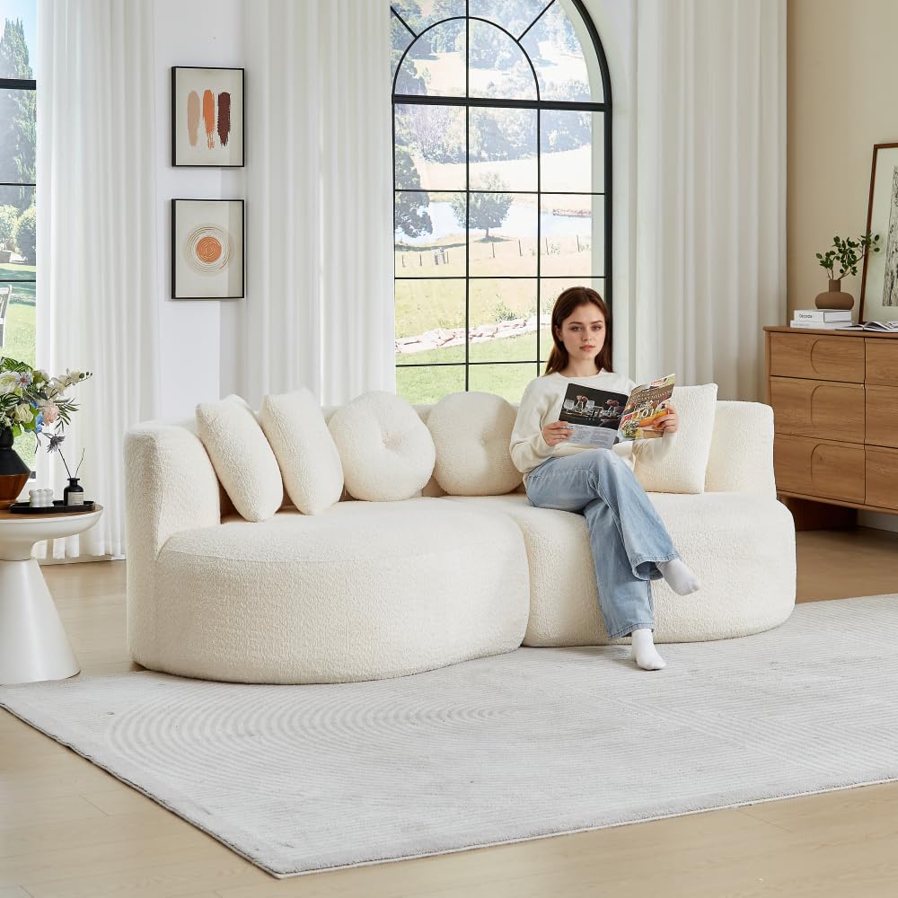 Bladez Sofá modular de 4 plazas chenilla sofá curvado en la nube gris