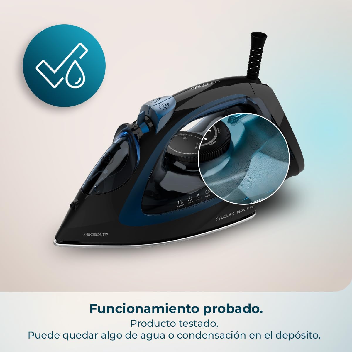 Cecotec Plancha de Ropa IronHero H-3000 Ceramic. Gran Potencia de 3000 W, Calentamiento Rápido, Suela Cerámica XXL, Elimina Arrugas Difíciles, Sistema Antical, Antigoteo y Apagado Automático