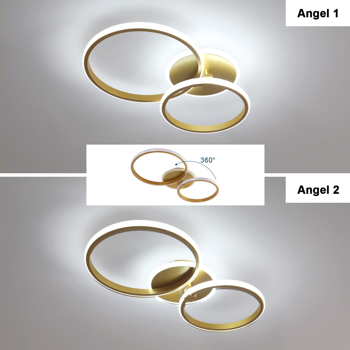 Riserva Plafon Techo LED Regulable 48W, Forma de Corazón, 3000K-6500K, Oro