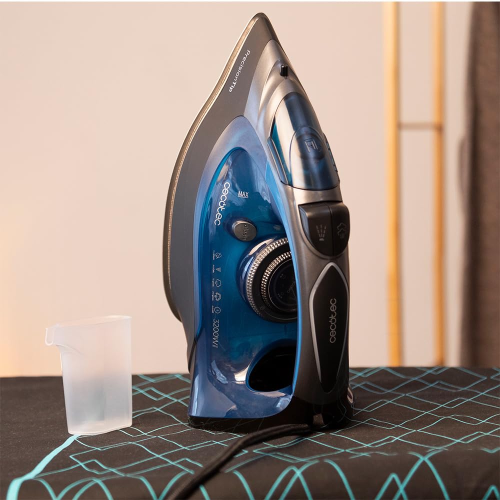 Cecotec Plancha de la Ropa Horizontal Vapor IronHero 3200 Vital. 3200W, Golpe de Vapor 270g/min, Vapor Continuo 70g/min, Suela Gran Resistencia con Deslizamiento Perfecto, Antigoteo