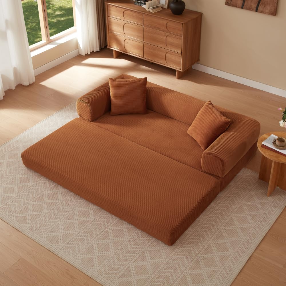 Sapgaks Sofá Convertible, Sofá Cama, Sofá 2 Plazas sin Marco, Sofá Plegable de Compresión, Diseño Cuadrado Clásico, No requiere Montaje (Verde-1)