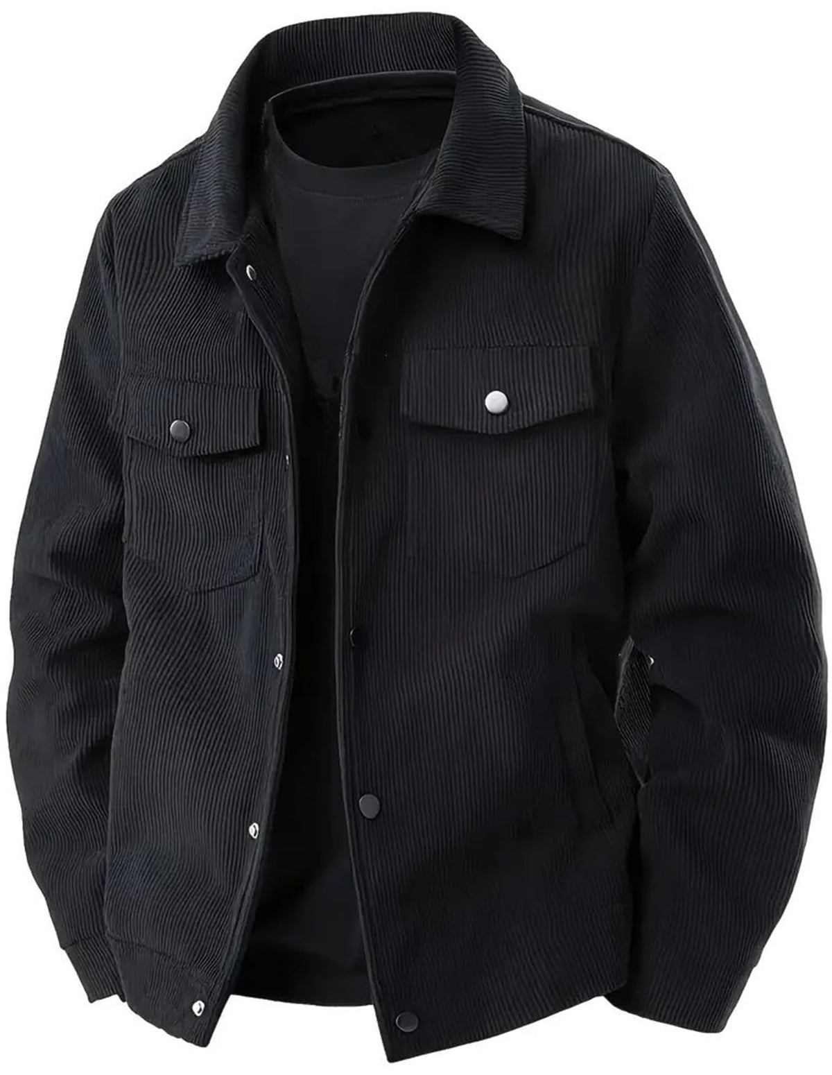 PADOLA Chaqueta de Pana para Hombre Chaqueta Ligera de Manga Larga con Solapa Camisa Abotonada Casual con Bolsillos