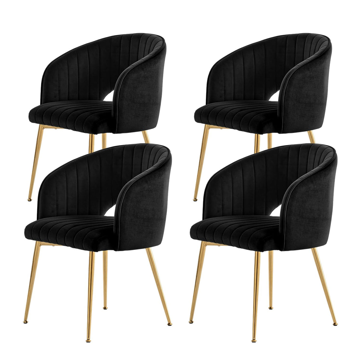 Juego de 6 sillas de comedor de terciopelo, sillas tapizadas con reposabrazos, patas doradas, sillas de cocina, para salón, dormitorio, oficina (6, blanco crema)