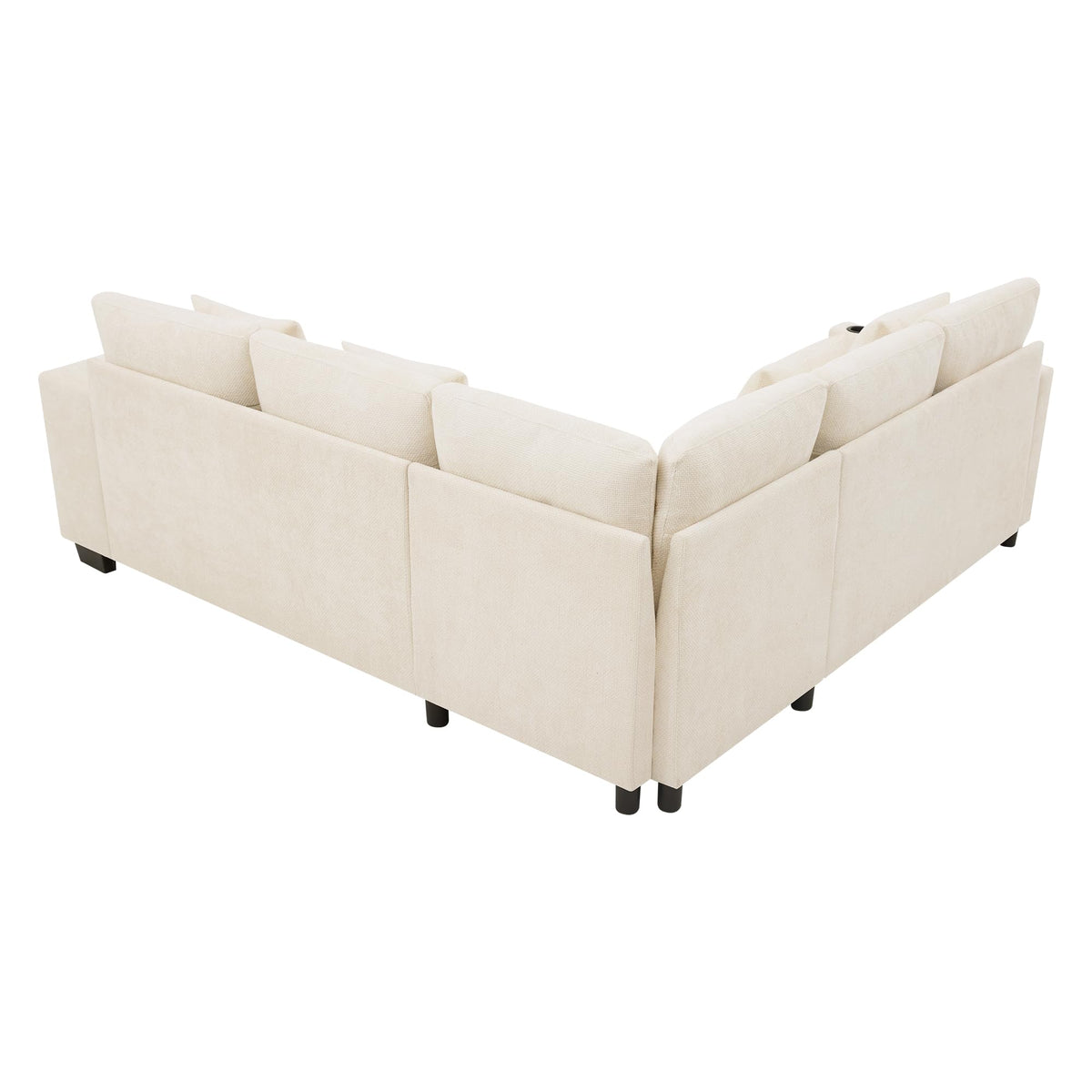 Sapgaks Sofá de esquina convertible de 6 plazas con USB, sofá convertible de 6 plazas, sofá de 6 plazas, en chenilla, con apoyabrazos en forma de librería, puf extraíble para configuraciones en L y en