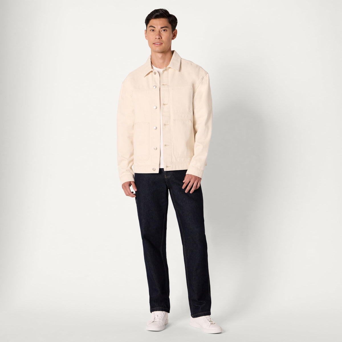 Amazon Essentials Hombre Chaqueta Funcional Vaquera Rígida de Corte Holgado