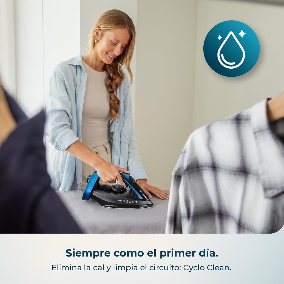 Cecotec Plancha de Ropa IronHero H-3000 Ceramic. Gran Potencia de 3000 W, Calentamiento Rápido, Suela Cerámica XXL, Elimina Arrugas Difíciles, Sistema Antical, Antigoteo y Apagado Automático