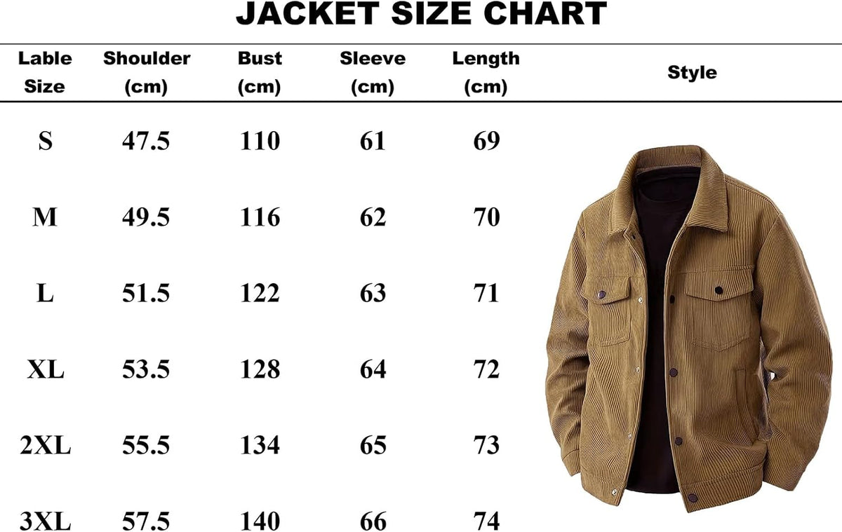PADOLA Chaqueta de Pana para Hombre Chaqueta Ligera de Manga Larga con Solapa Camisa Abotonada Casual con Bolsillos