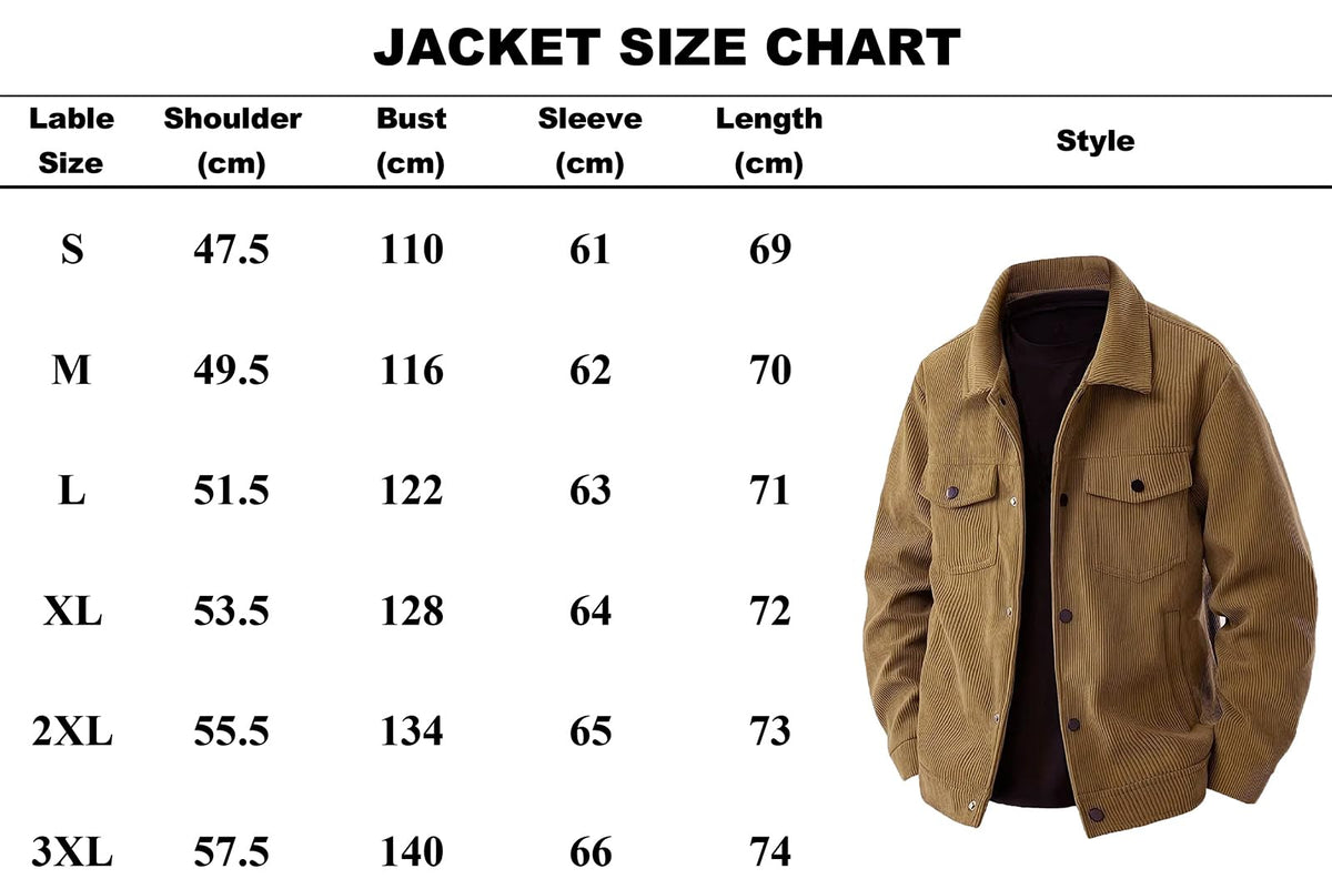 PADOLA Chaqueta de Pana para Hombre Chaqueta Ligera de Manga Larga con Solapa Camisa Abotonada Casual con Bolsillos