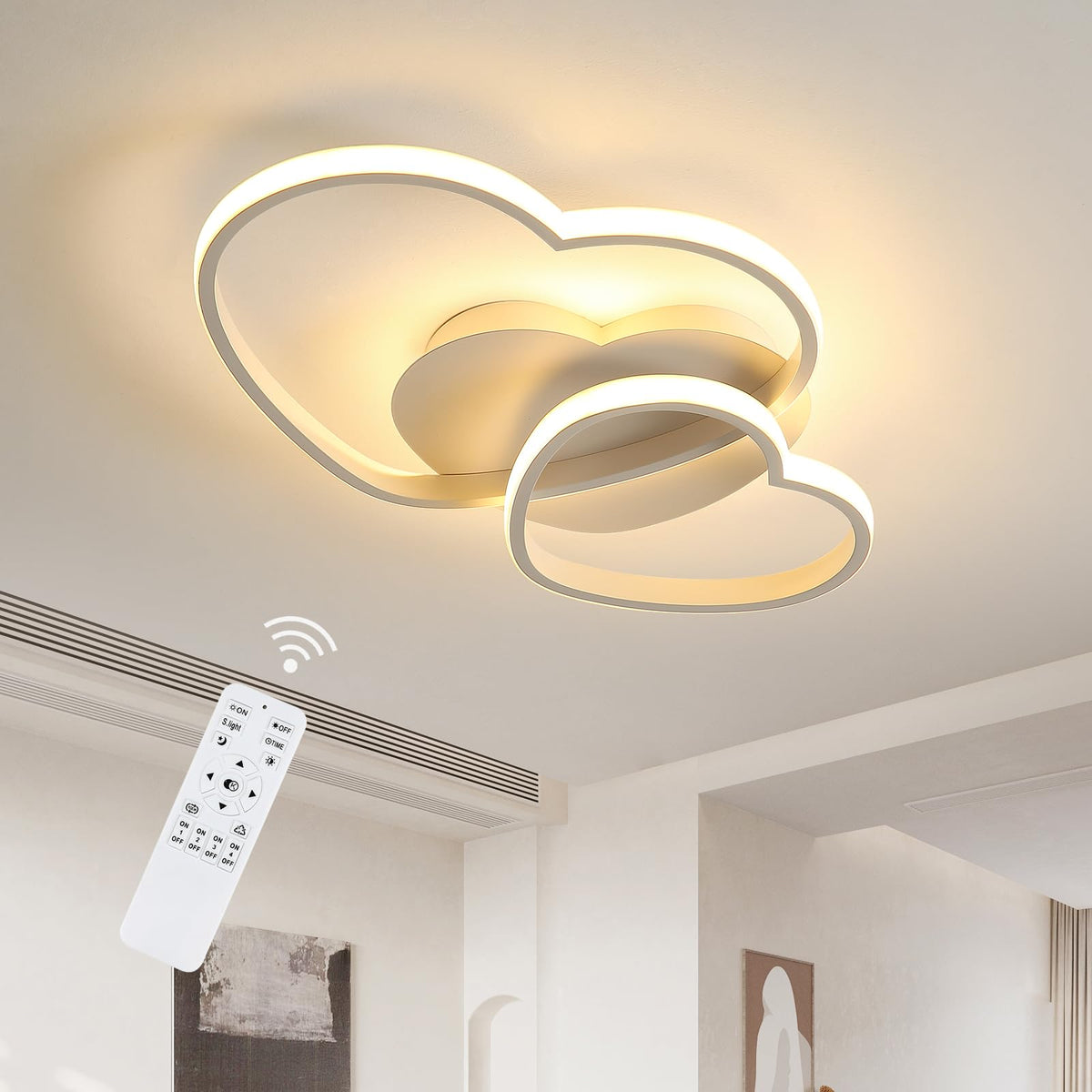 Riserva Plafon Techo LED Regulable 48W, Forma de Corazón, 3000K-6500K, Oro