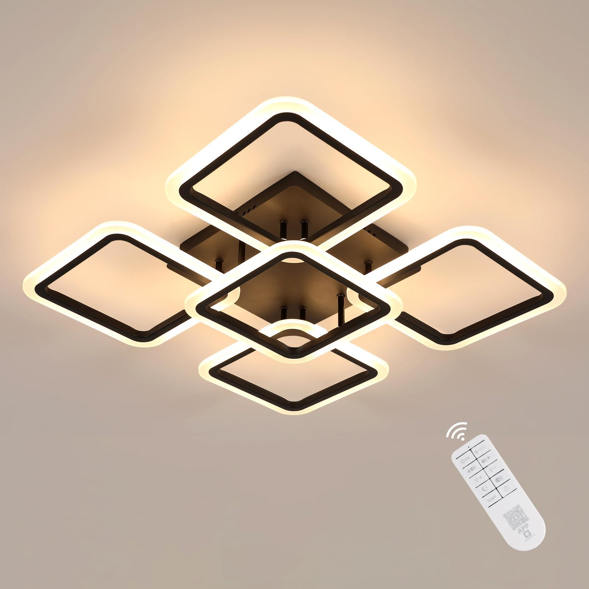 Riserva Plafon Techo LED Regulable 48W, Forma de Corazón, 3000K-6500K, Oro