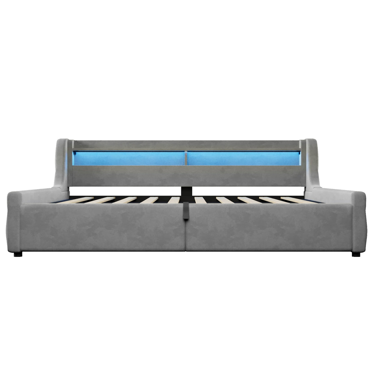Cama con plataforma de terciopelo 90 x 200 cm, con espacio de almacenamiento hidráulico e iluminación LED (color crema, 90 x 200 cm)