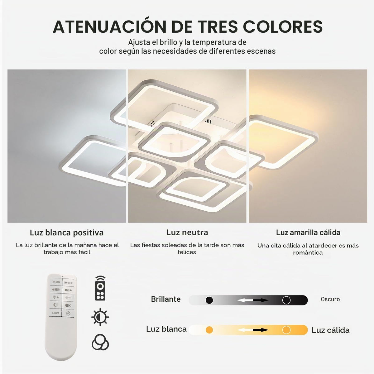 Riserva Plafon Techo LED Regulable 48W, Forma de Corazón, 3000K-6500K, Oro