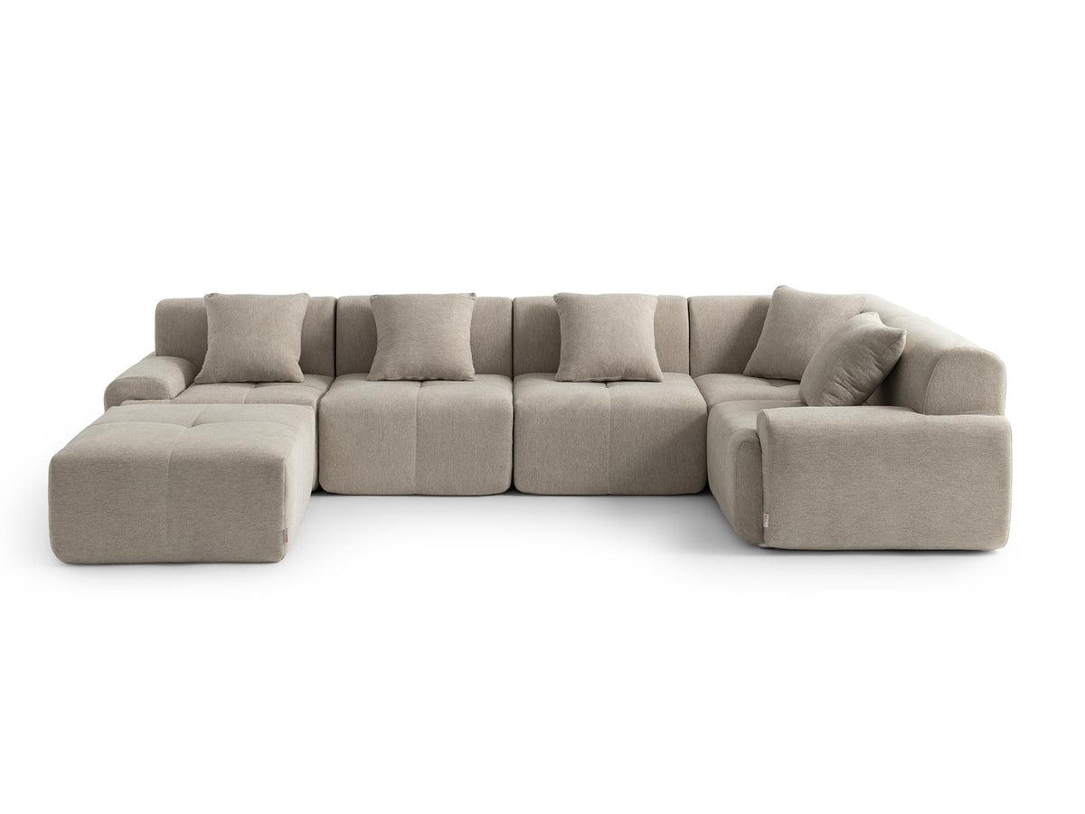 Sofá Modular 3 plazas con Chaise Longue, tapizado en Chenilla, Fundas de Cojines desenfundables (Gris Mineral, 3 plazas con Chaise Longue)