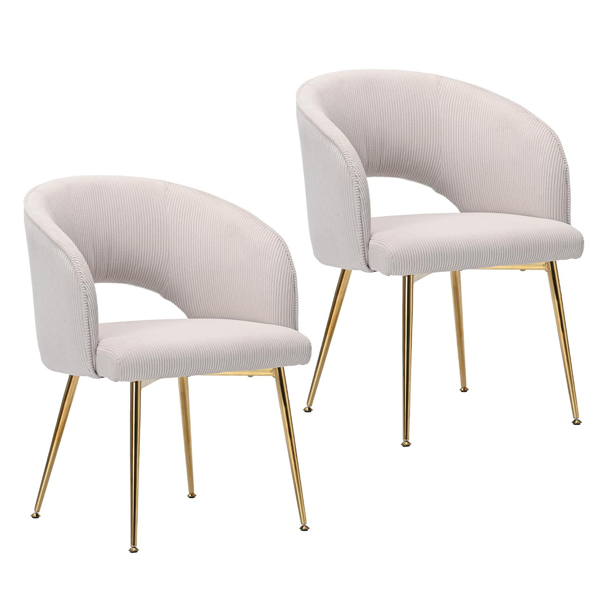 Juego de 6 sillas de comedor de terciopelo, sillas tapizadas con reposabrazos, patas doradas, sillas de cocina, para salón, dormitorio, oficina (6, blanco crema)
