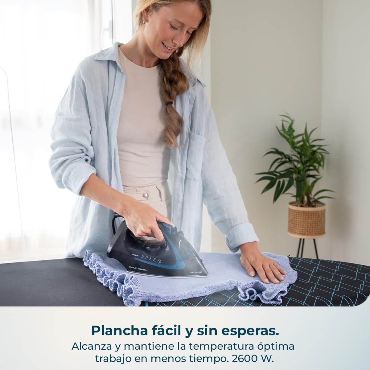 Cecotec Plancha de Ropa IronHero H-3000 Ceramic. Gran Potencia de 3000 W, Calentamiento Rápido, Suela Cerámica XXL, Elimina Arrugas Difíciles, Sistema Antical, Antigoteo y Apagado Automático